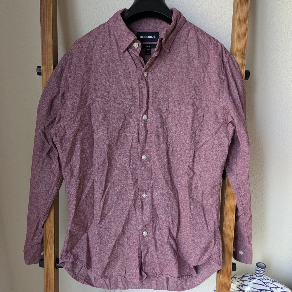 Bonobos Men's Burgundy Slim Fit Button-down Shirt - Size S